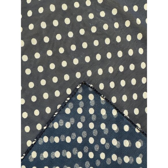 Vintage Navy Blue Polka Dot Square Scarf Satin Silk Feel Retro Accessory - Picture 4 of 4